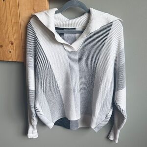 Black and White V-Neck Sweater